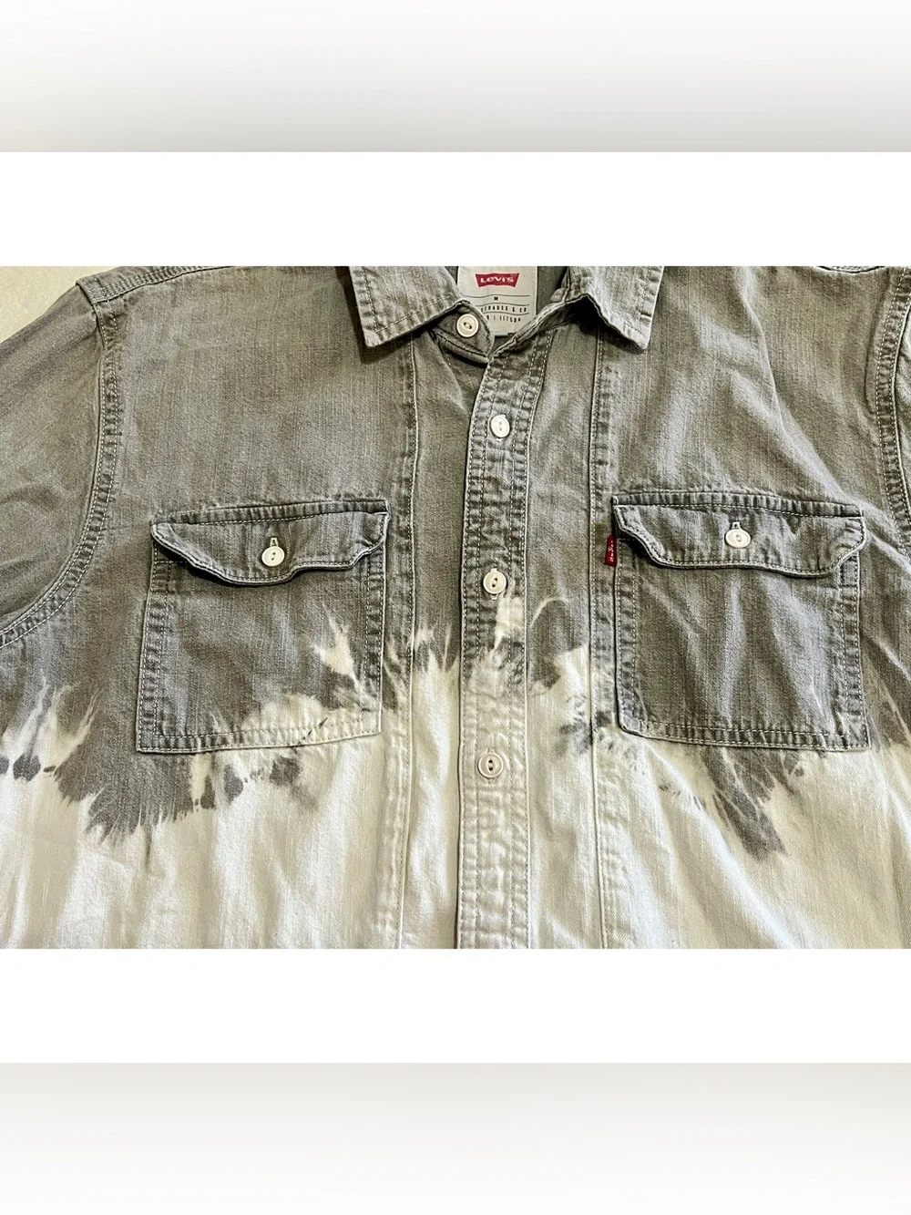 Levi's Two-Tone Gray and White Dip-Dye Button Down Shirt US Men's Medium